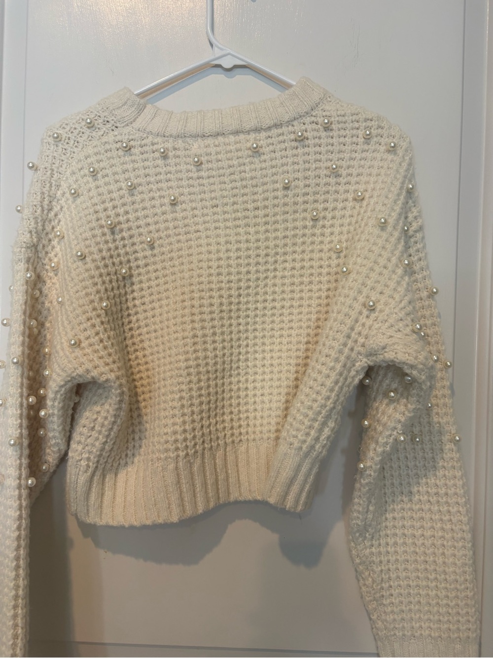 GUC- Altar’d State Cream Pearl-Embellished Women's Sweater, S - Picture 6 of 10